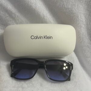 Calvin Klein Black and Blue Sunglasses with White Case